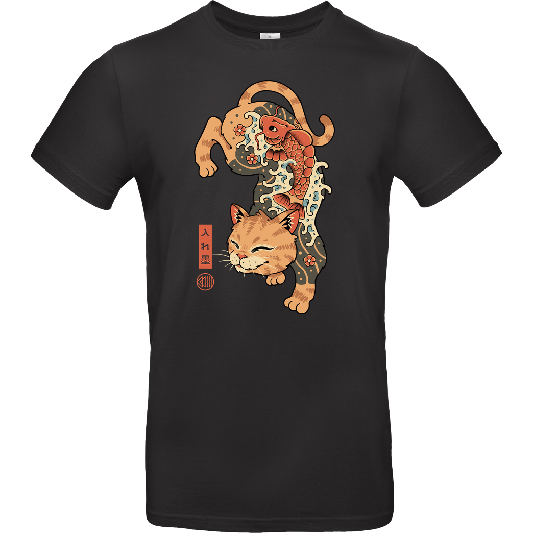 Vincent Trinidad Koi Fish Cat Irezumi T-Shirt B&C EXACT 190 - Black