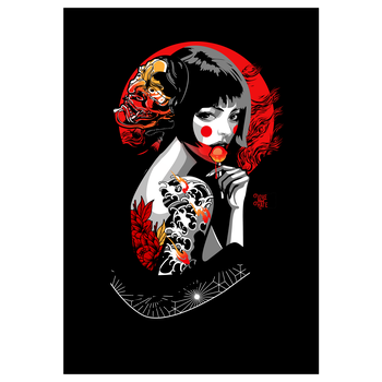 Lollipop Geisha Art Print black