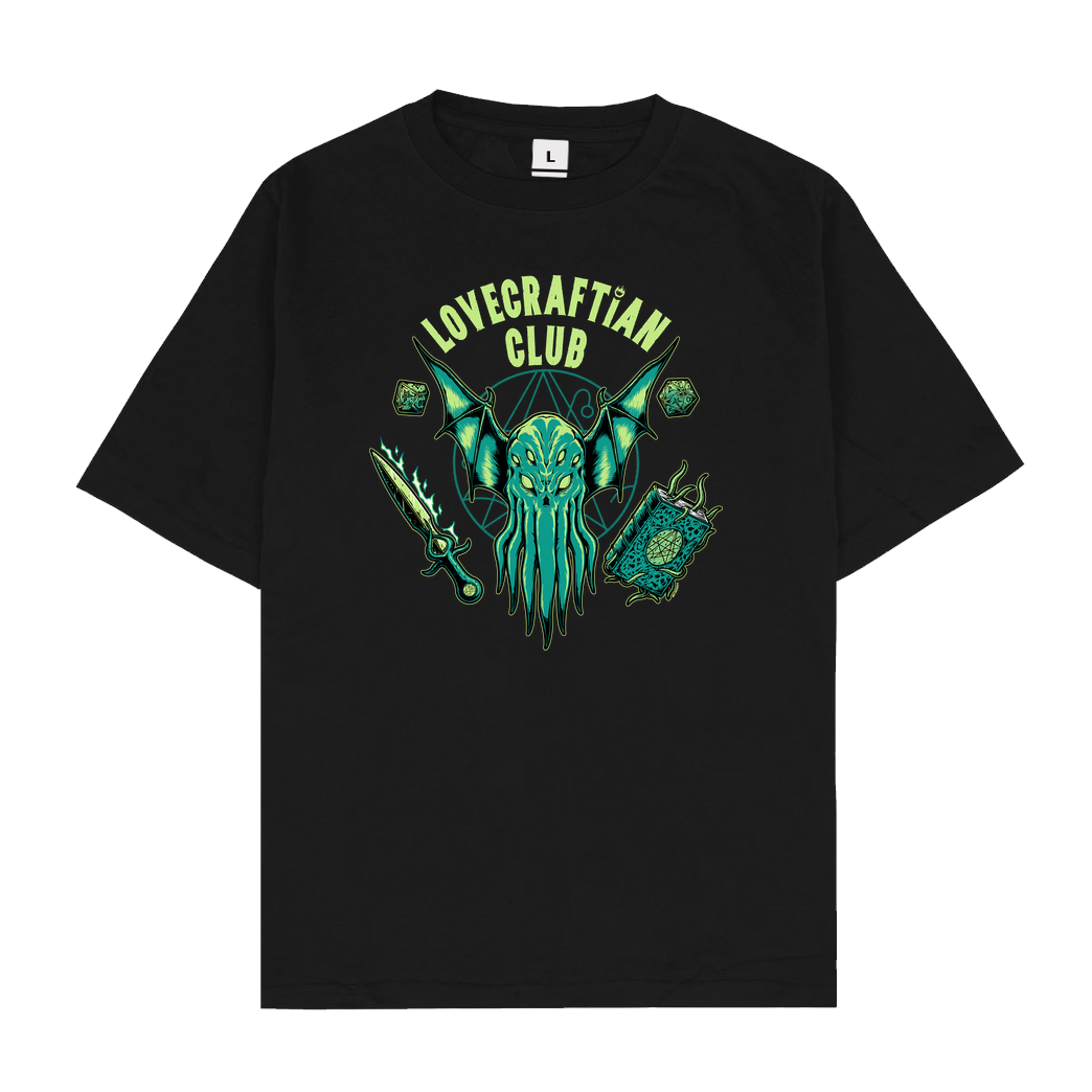 Pigboom Lovecraftian Club T-Shirt Oversize T-Shirt - Black