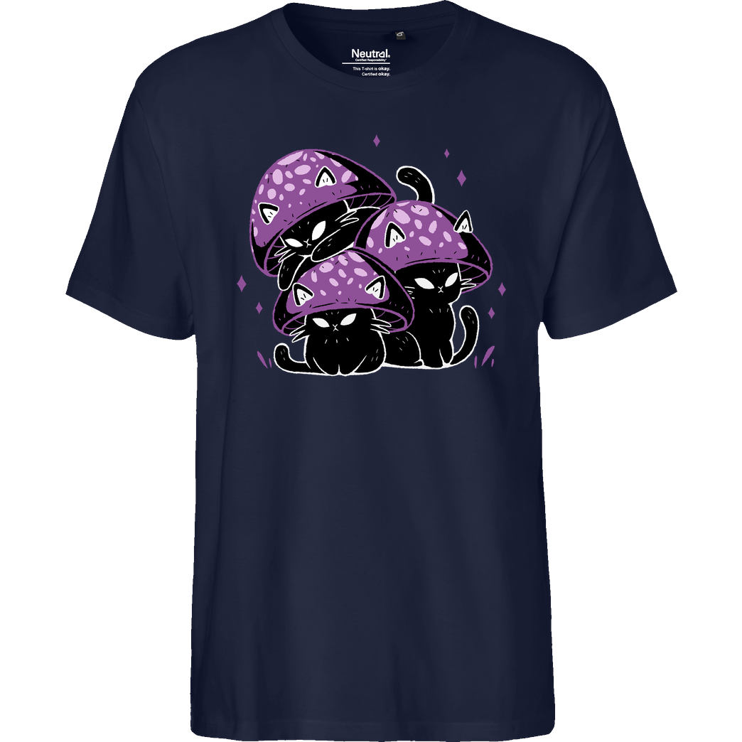 xMorfina Mushroom Cats T-Shirt Fairtrade T-Shirt - navy