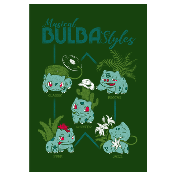 Musical Bulbastyles Art Print green