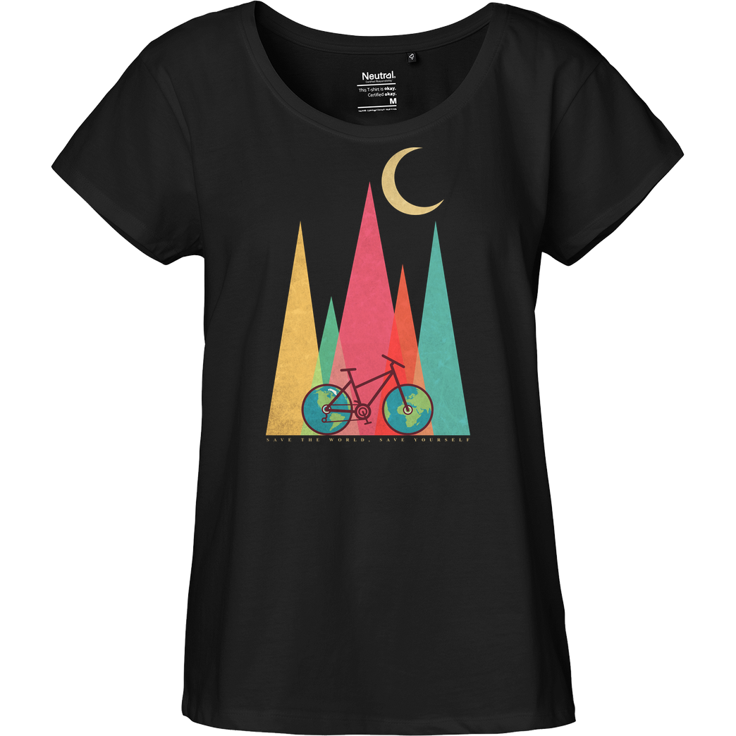 Jelly Pixels Night Ride T-Shirt Fairtrade Loose Fit Girlie - black