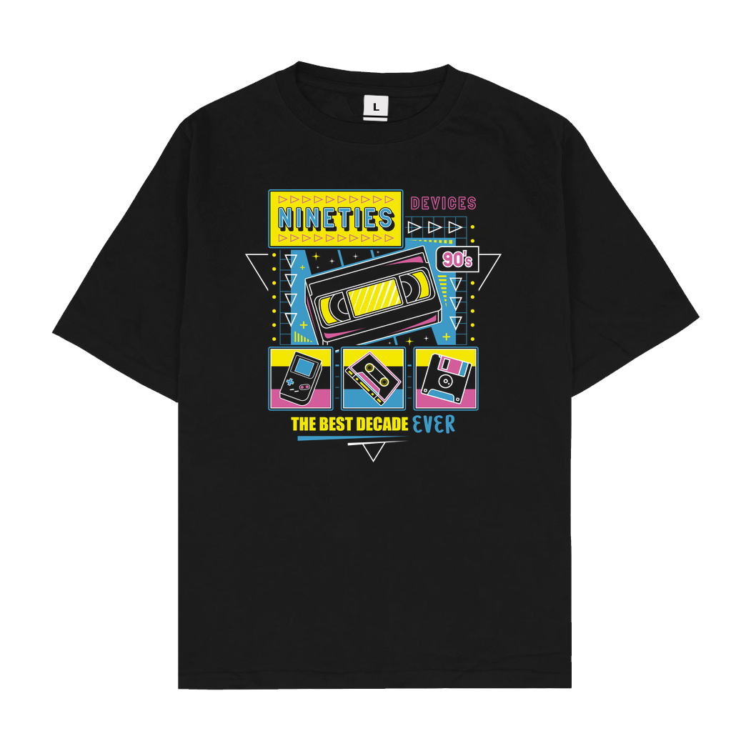 Logozaste Nineties Devices T-Shirt Oversize T-Shirt - Black