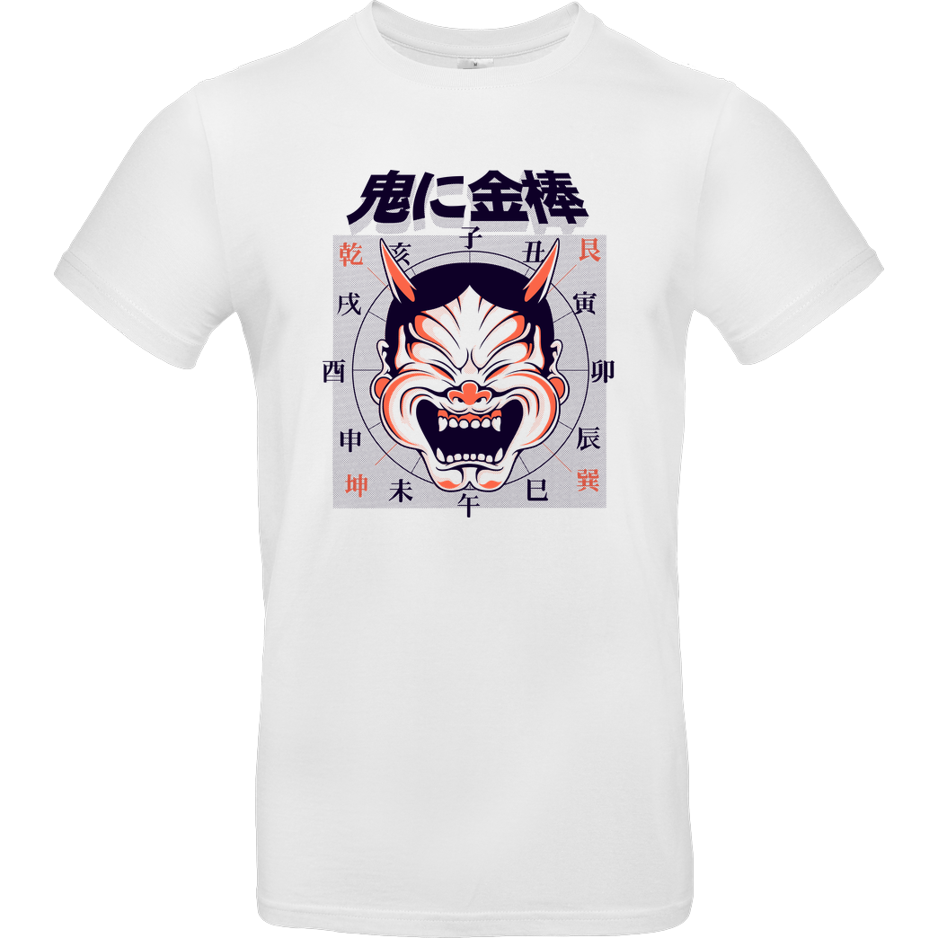Douglasstencil oni Japanese mask T-Shirt B&C EXACT 190 -  White