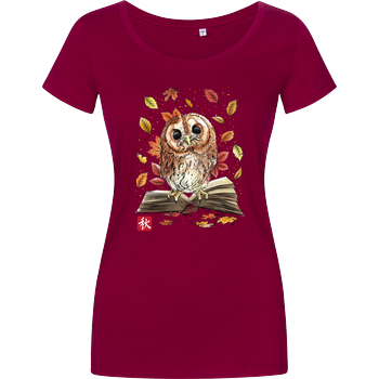 Owl Leaves and Books Girlshirt berry