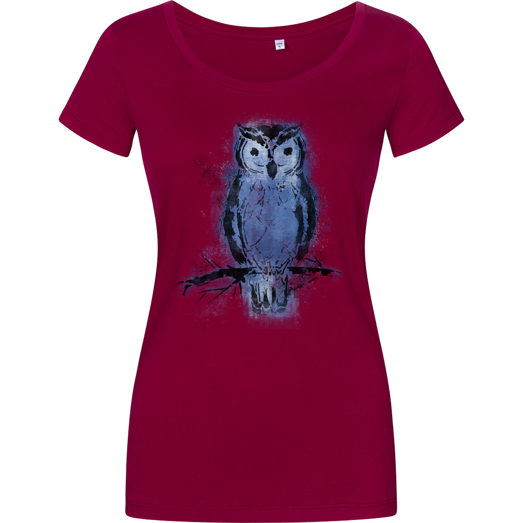 Falschparka Owl Stencil Rough T-Shirt Girlshirt berry