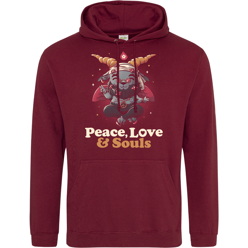 EduEly Peace, Love And Souls Sweatshirt JH Hoodie - Bordeaux