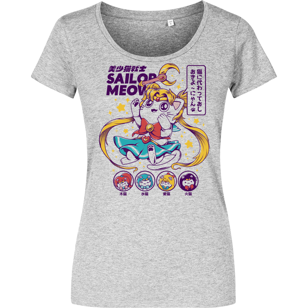 Ilustrata Sailor Meow T-Shirt Girlshirt heather grey