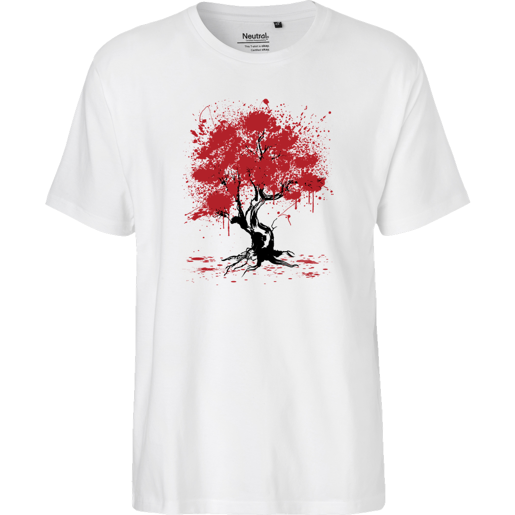 Dr.Monekers Sakura Tree Painting T-Shirt Fairtrade T-Shirt - white