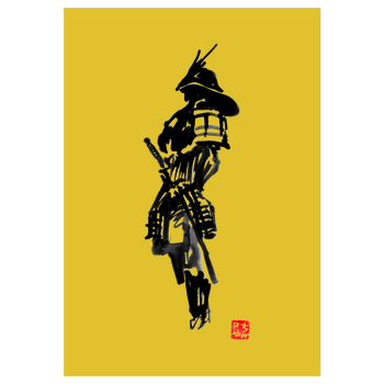 Samurai Art Print yellow