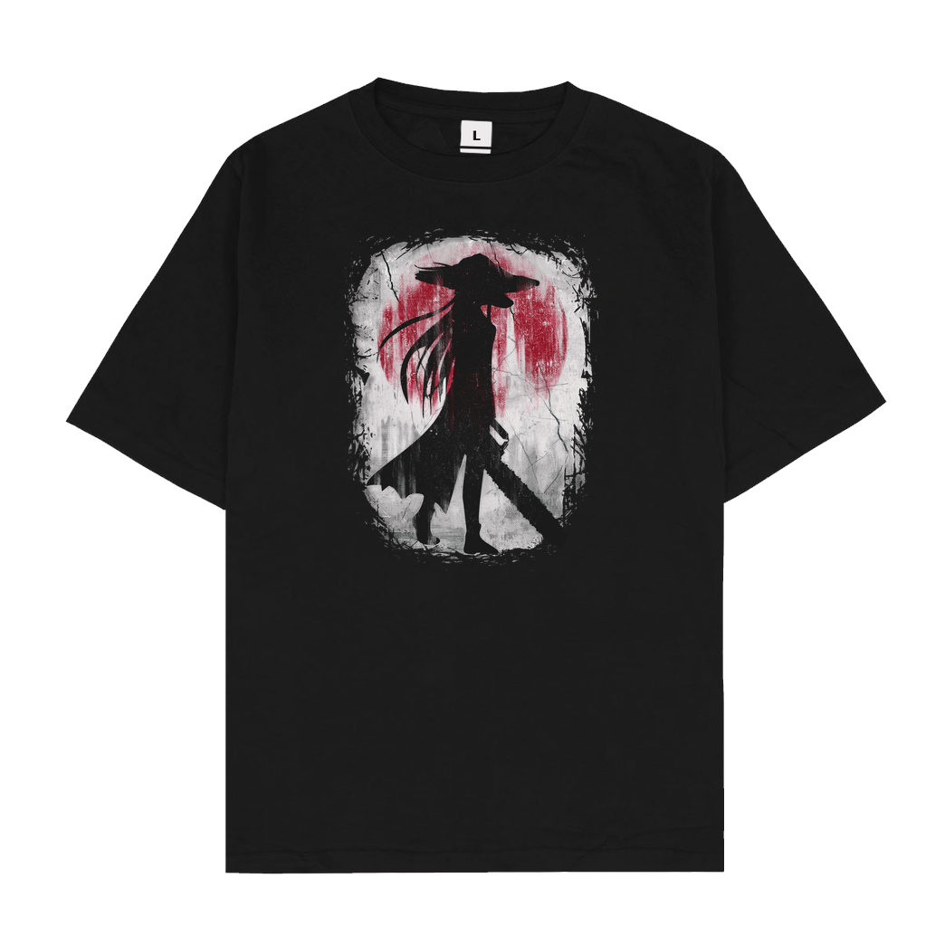 Forestore Samurai Lady Fox T-Shirt Oversize T-Shirt - Black