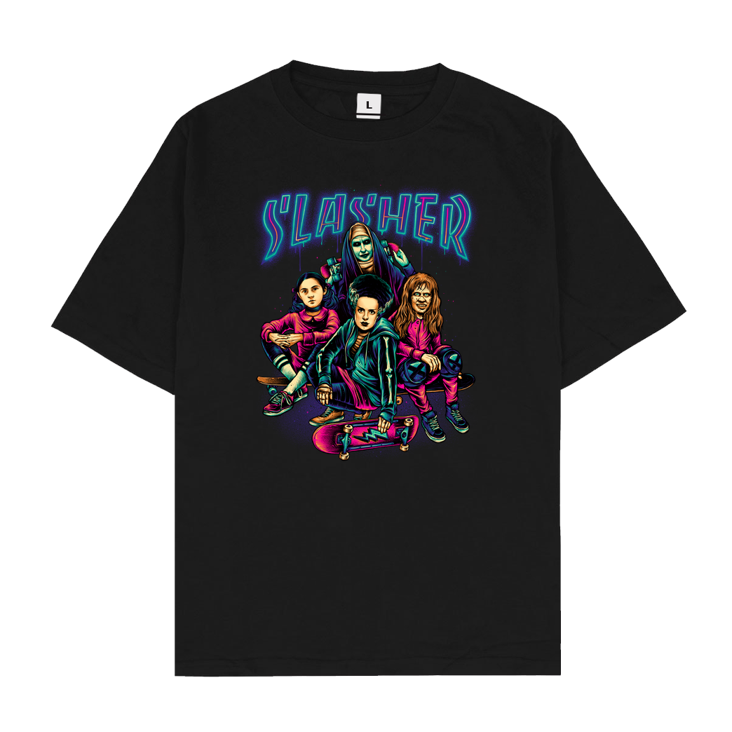 glitchygorilla Slasher Girls T-Shirt Oversize T-Shirt - Black