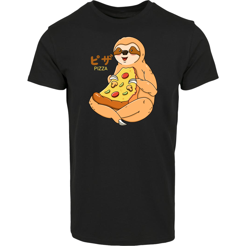 Kimprut Sloth Pizza T-Shirt House Brand T-Shirt - Black