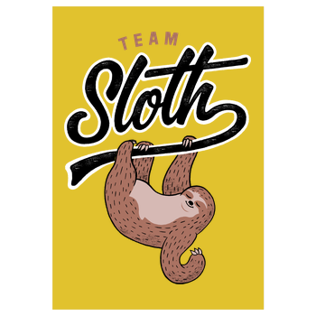 Team Sloth Art Print yellow