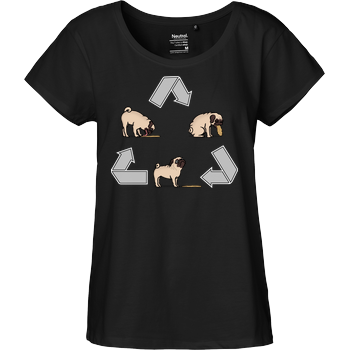 The Cycle of the Pug! Fairtrade Loose Fit Girlie - black