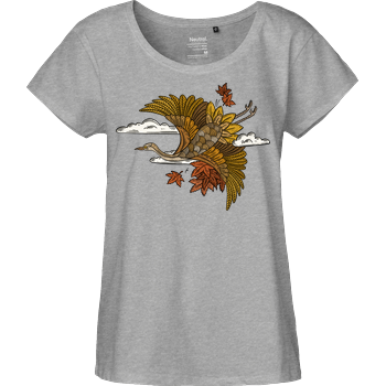 The Japanese Crane. Fairtrade Loose Fit Girlie - heather grey