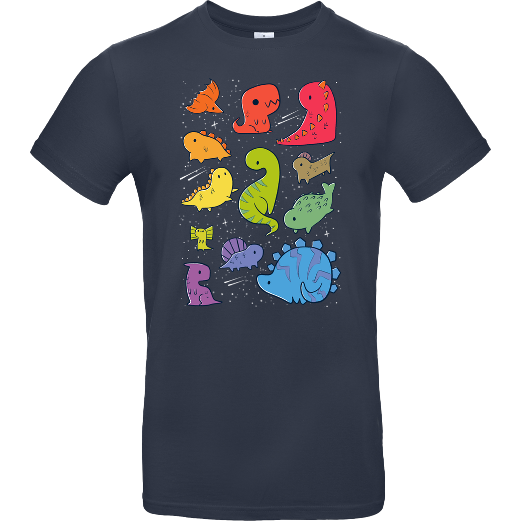 TaylorRoss1 Tiny Rainbow Dinosaurs T-Shirt B&C EXACT 190 - Navy
