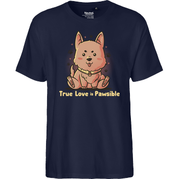 True Love is Pawsible Fairtrade T-Shirt - navy