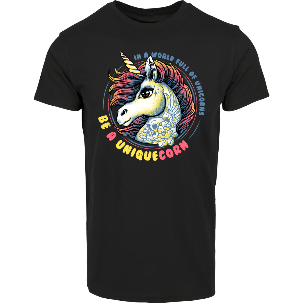 glitchygorilla Uniquecorn T-Shirt House Brand T-Shirt - Black