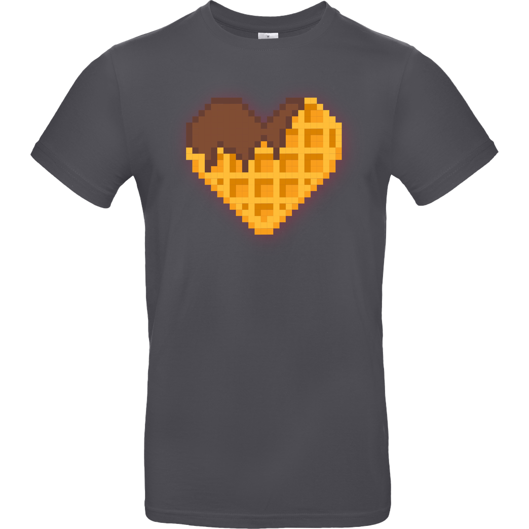 Jonz Waffle Heart Pixel T-Shirt B&C EXACT 190 - Dark Grey