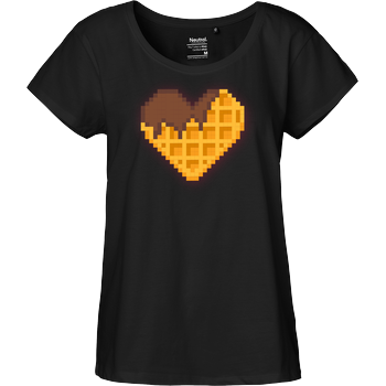 Waffle Heart Pixel Fairtrade Loose Fit Girlie - black