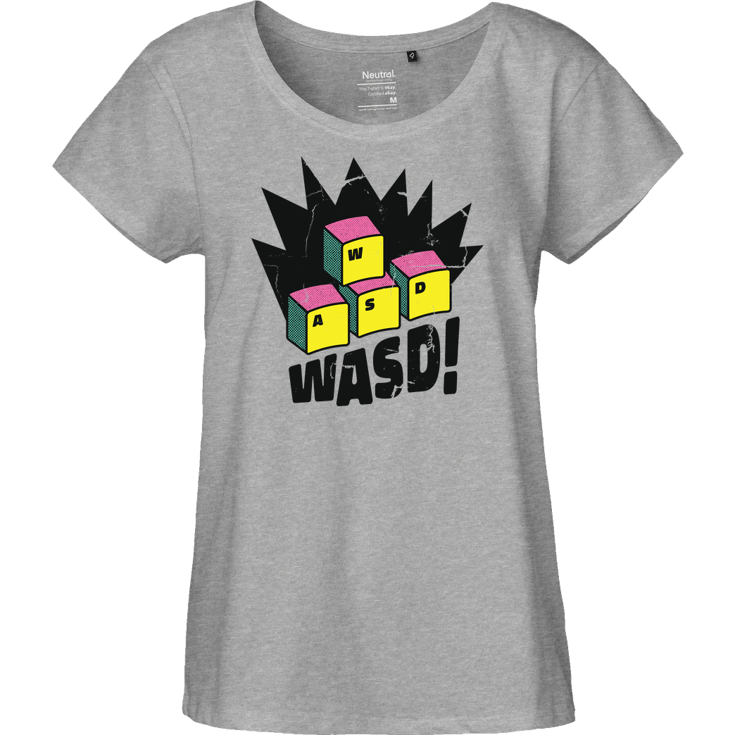 Jonz WASD! T-Shirt Fairtrade Loose Fit Girlie - heather grey