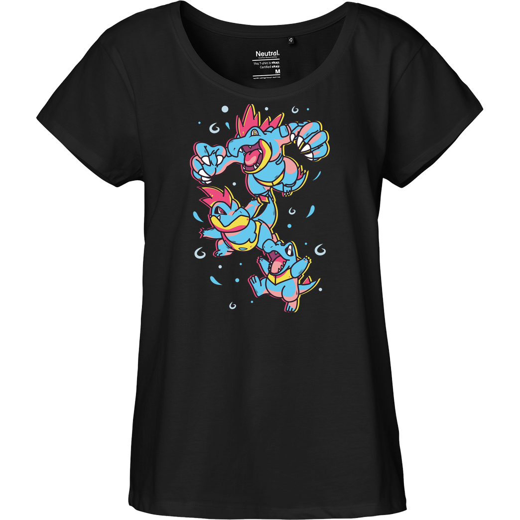 Jelly Pixels Water Type T-Shirt Fairtrade Loose Fit Girlie - black