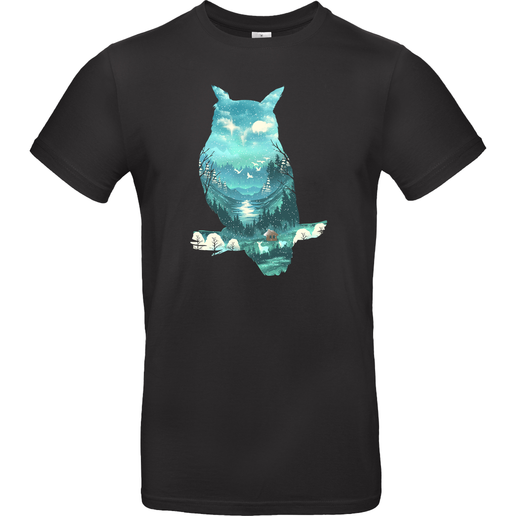 Dandingeroz Winter Owl T-Shirt B&C EXACT 190 - Black