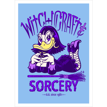 Witchcraft and Sorcery Art Print light blue