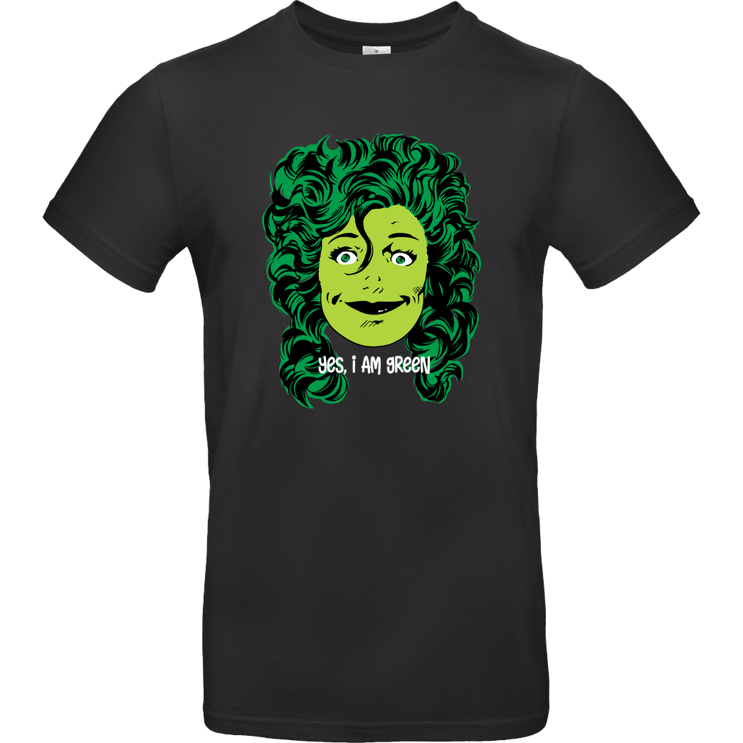 Douglasstencil Yes, I am Green T-Shirt B&C EXACT 190 - Black